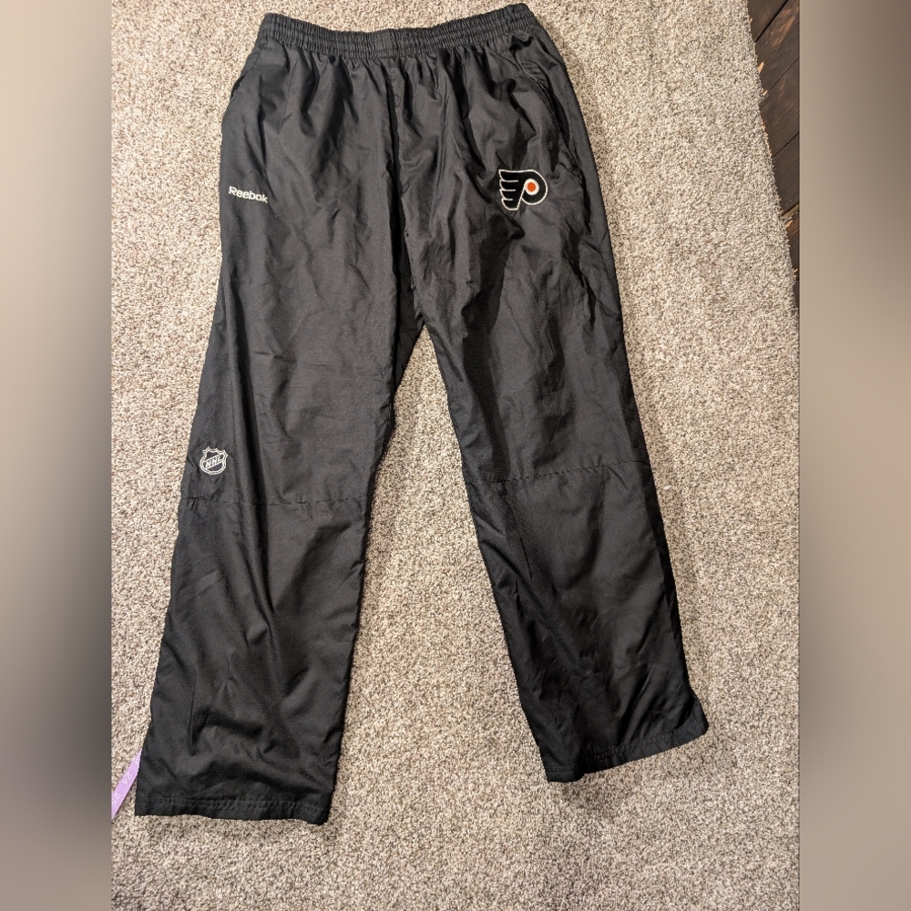 Reebok Black Athletic Pants with Flyers Logo, Size M